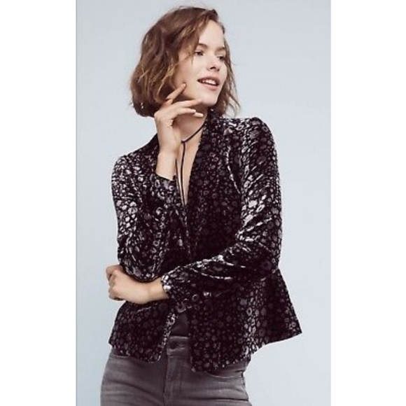 ANTHROPOLOGIE Elevenses Lumi Velvet Jacket 2 - Picture 1 of 11